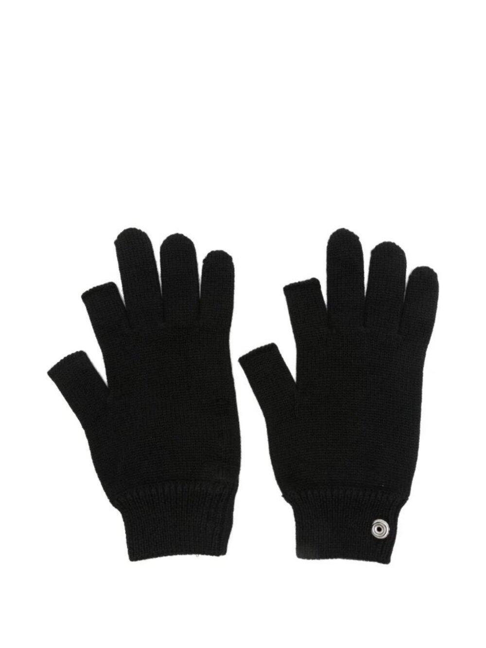 Rick Owens Black Fingerless Wool Gloves One Size